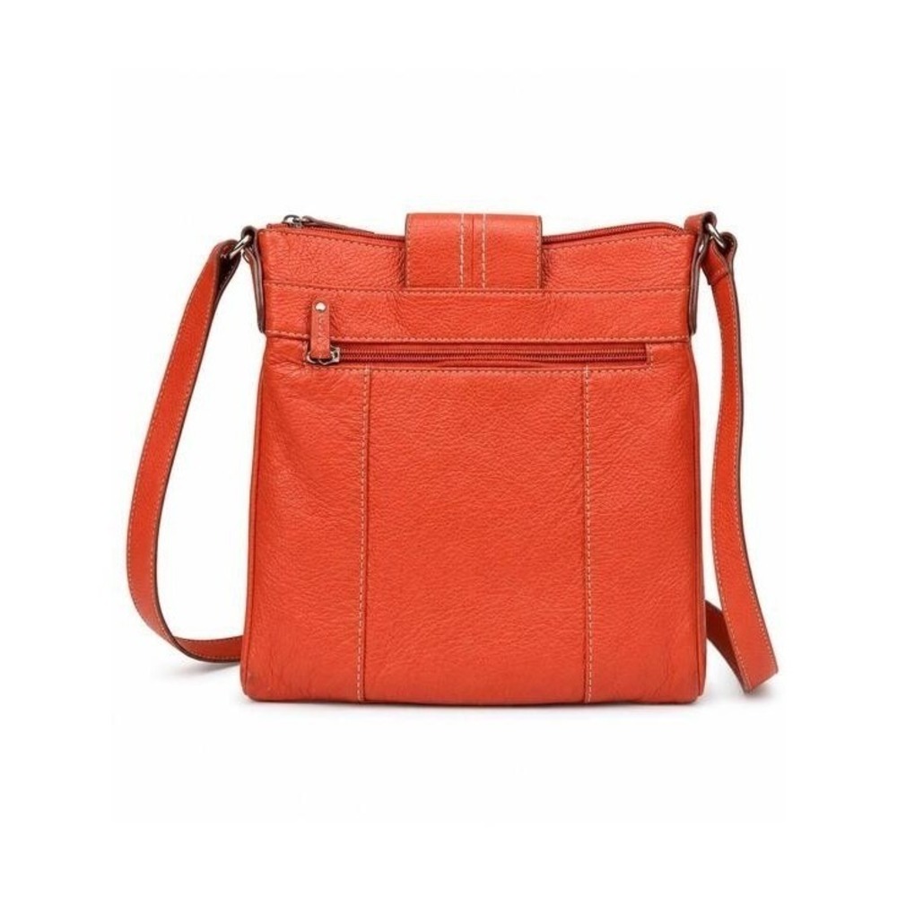Tignanello Y2K Orange Crossbody Bag Genuine Leather Metal Hardware - Picture 4 of 11
